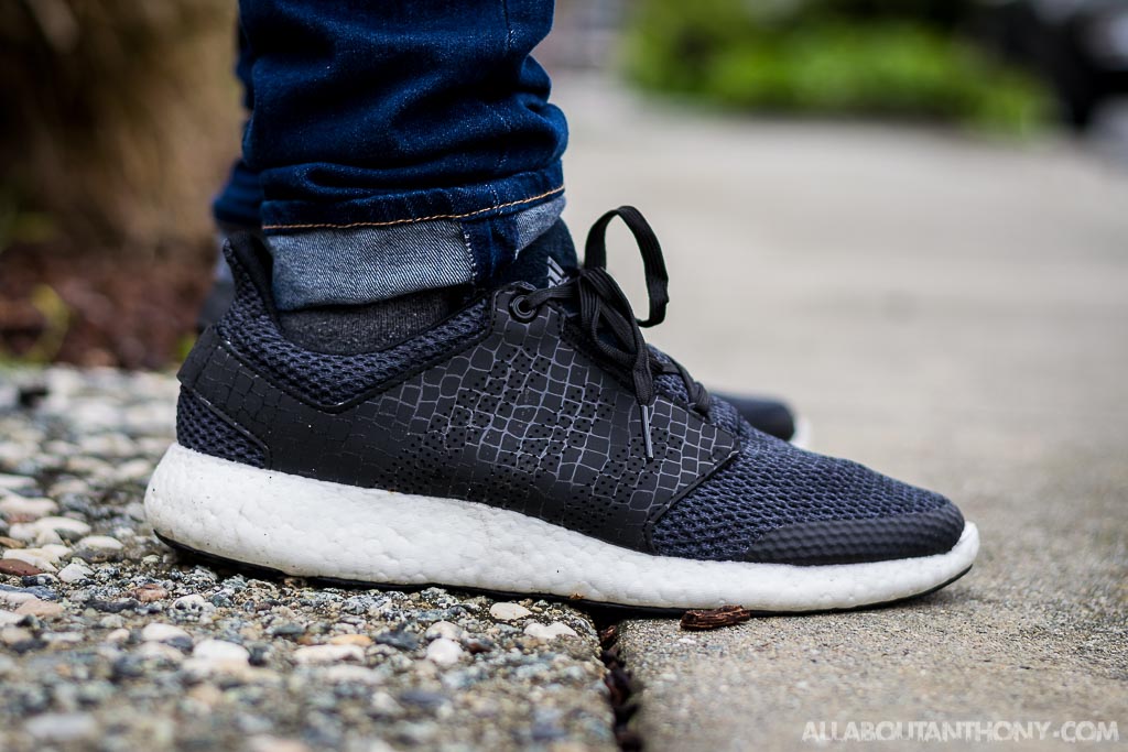 adidas pure boost triple black on feet