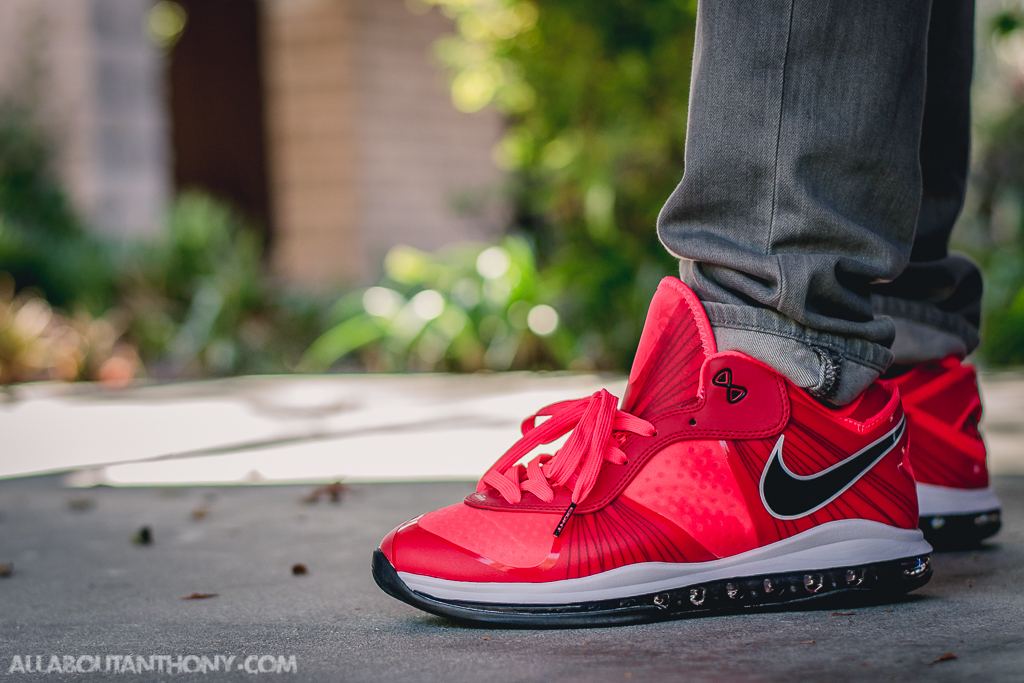 Lebron 8 V2 Low Solar Red On Feet 