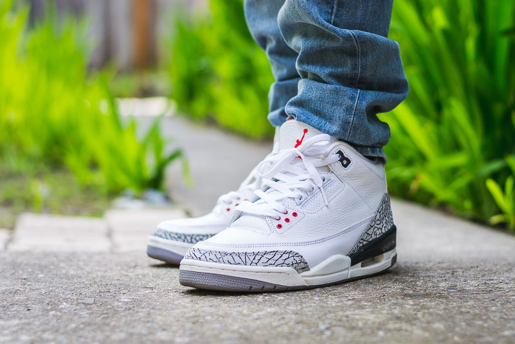 jordan 3 white on feet