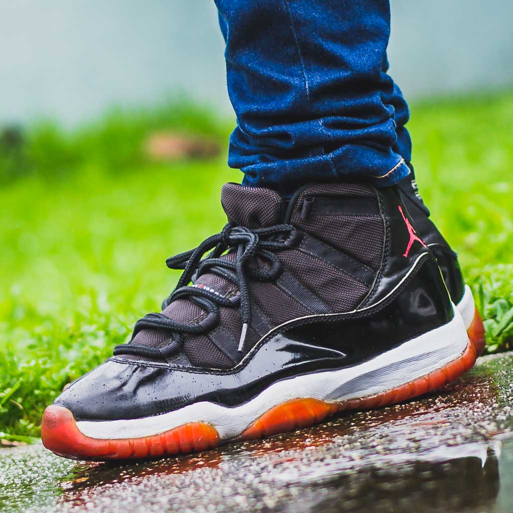 jordan 11 breds on feet