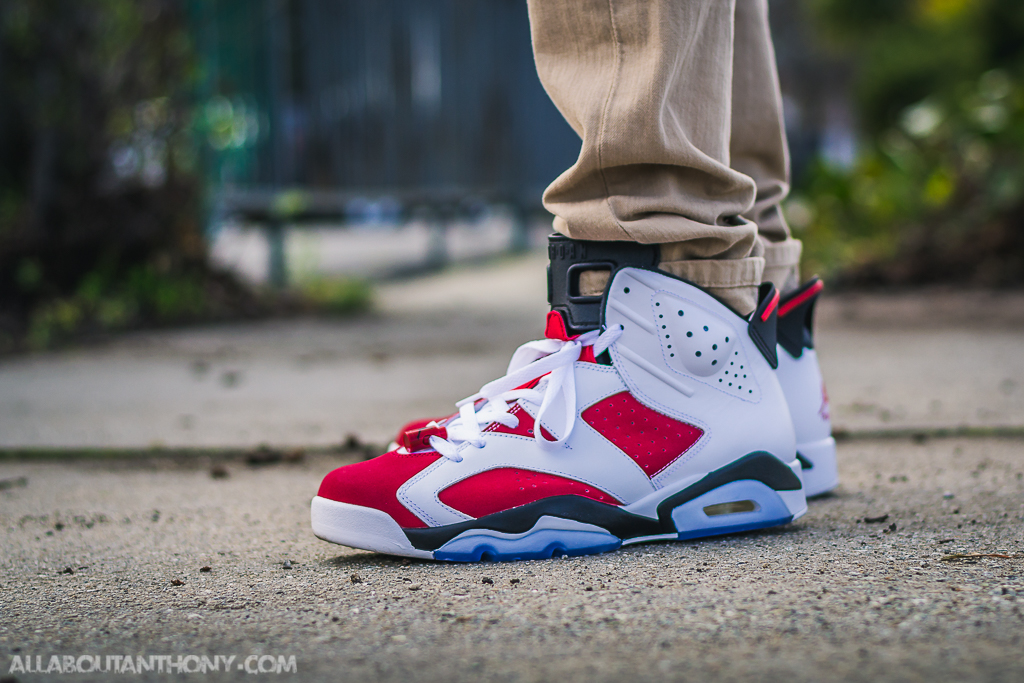 air jordan 6 carmine on feet