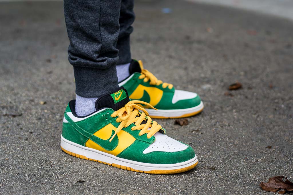 nike sb dunk low green yellow