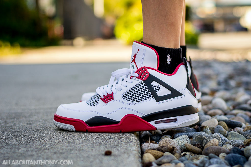 Air Jordan 4 Fire Red On Feet Sneaker Review