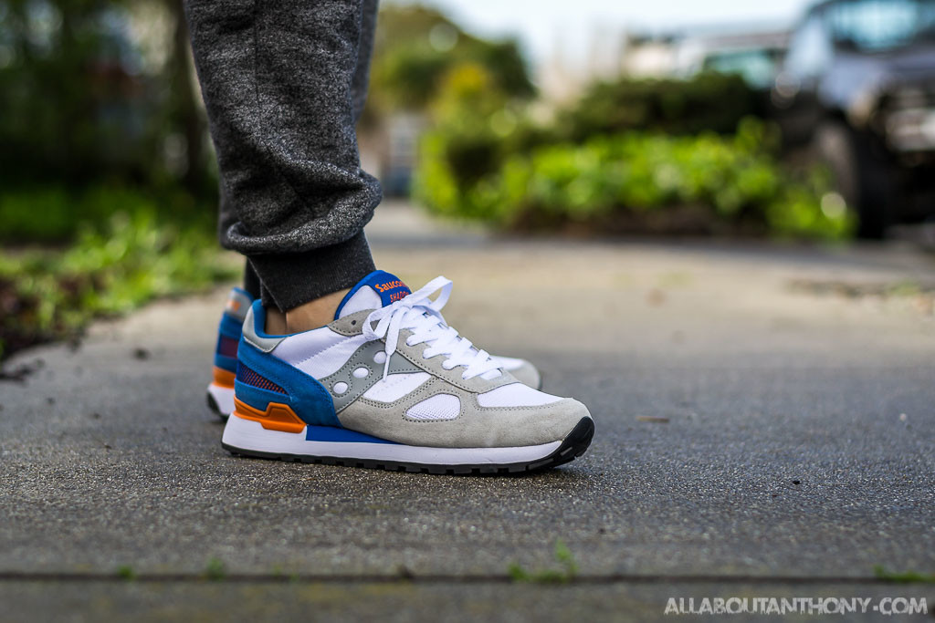 Saucony Shadow Original White & Blue On Feet