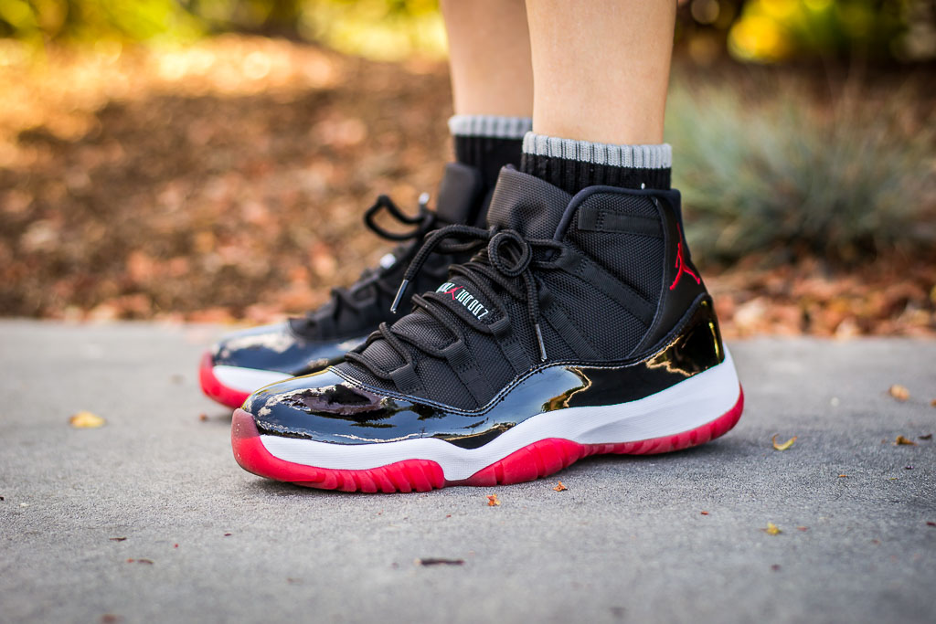 jordan 11 bred on feet