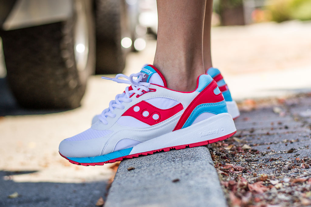 Saucony Shadow 6000 White Red On Feet 