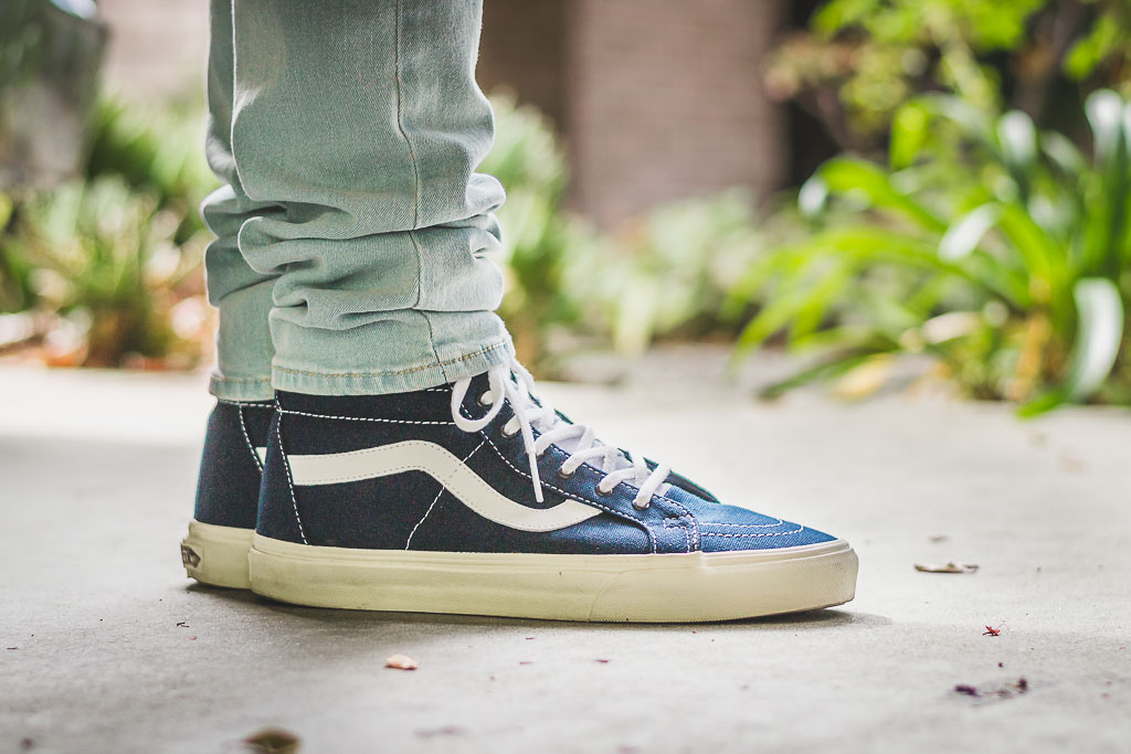 vans sk8 hi red on feet