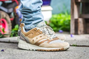 Saucony Grid SD Quilted Tan On Feet