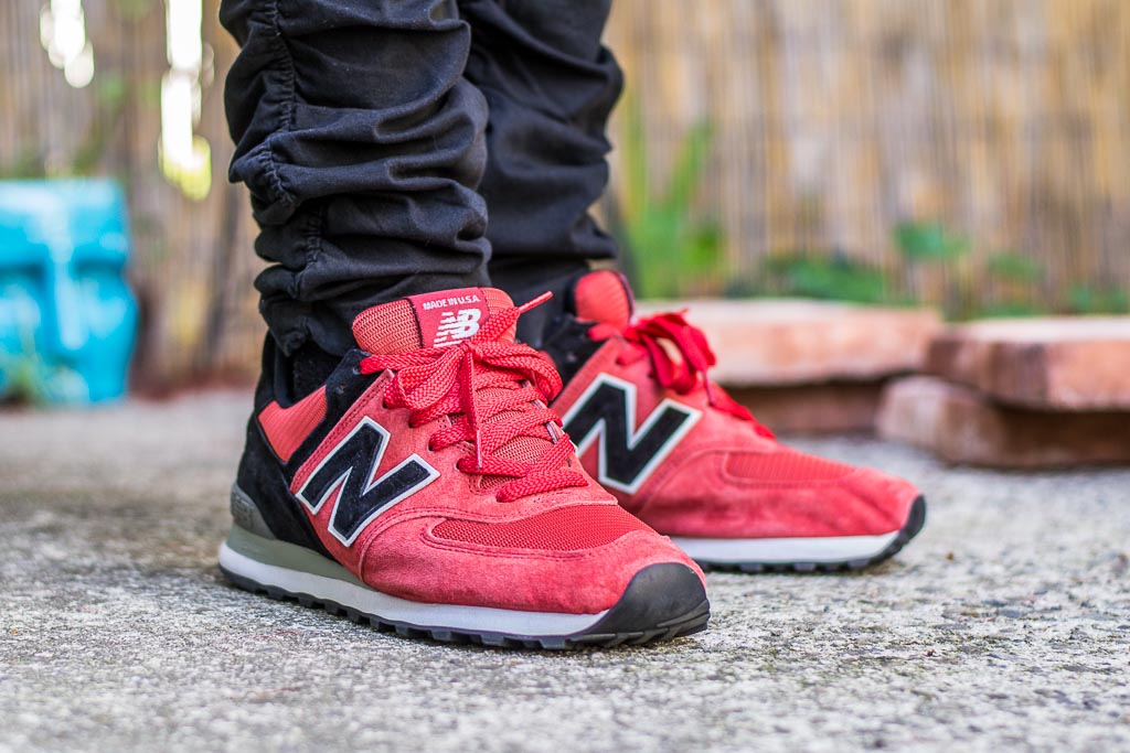 new balance 574 red on feet