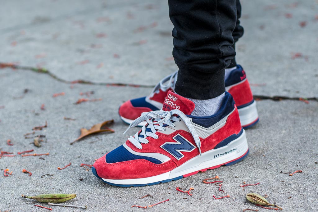 new balance 997 navy red