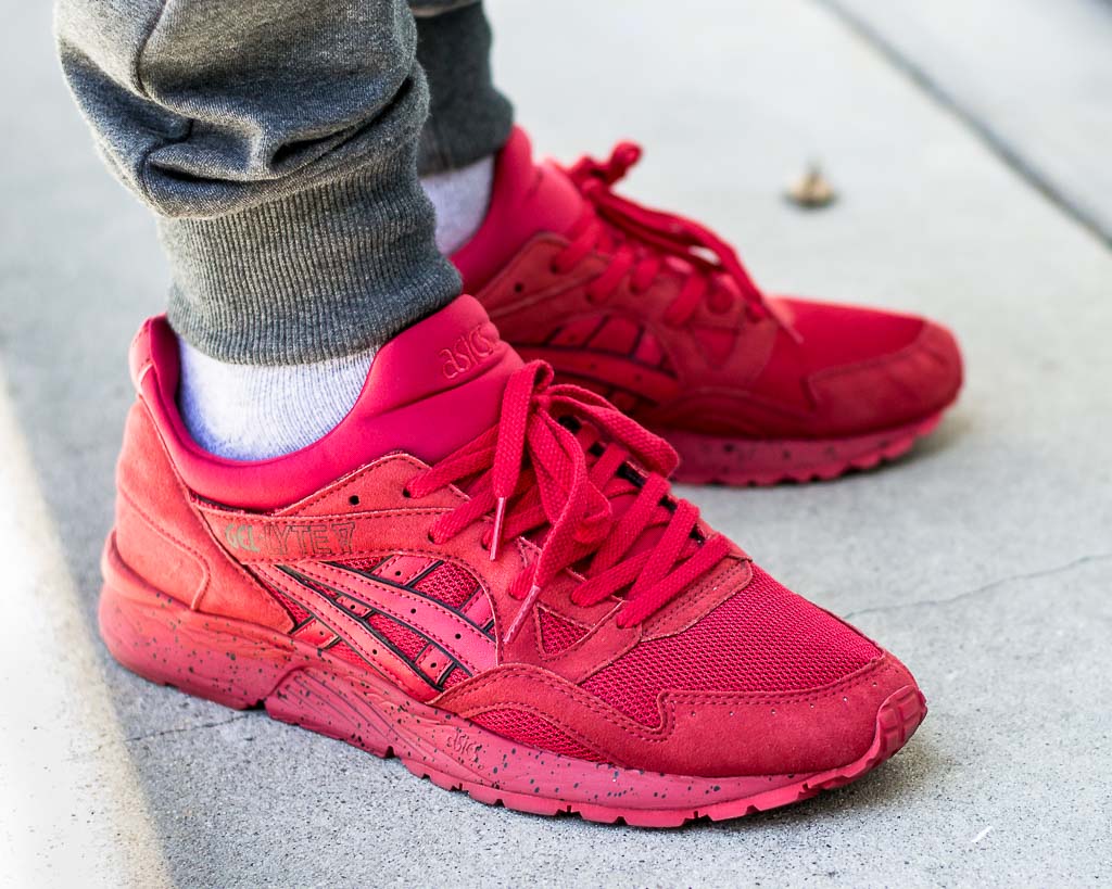 Asics Gel Lyte V Red on Red On Feet 