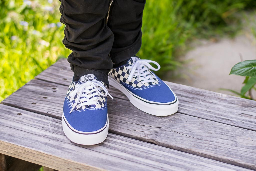 vans authentic navy on feet