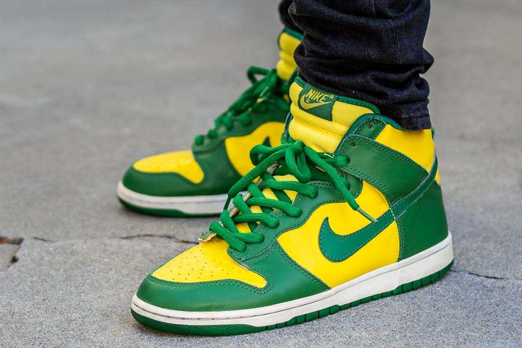 nike dunk high green yellow