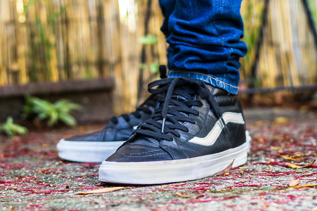 vans sk8 hi black on feet