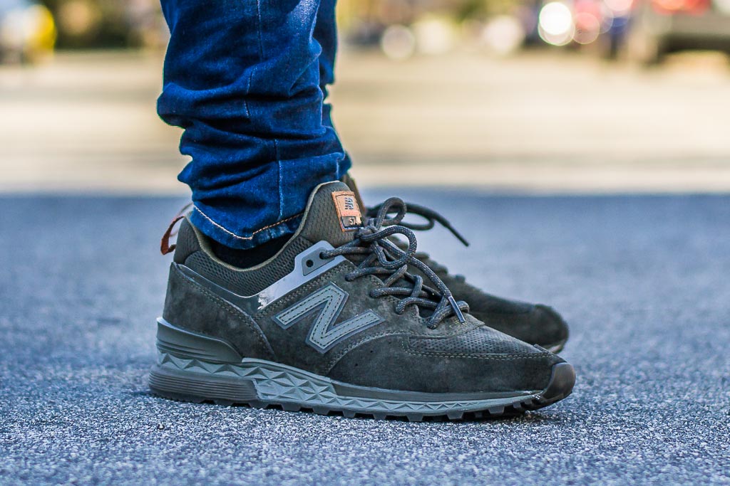 New Balance 574 Sport Suede Olive On Feet Sneaker Review