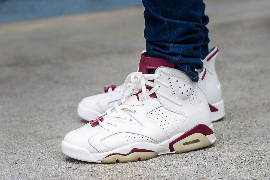 white and burgundy jordan 6