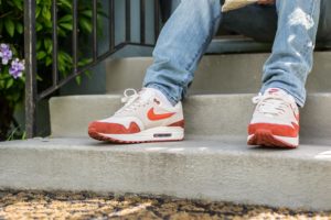 Nike Air Max 1 Mars Stone on feet