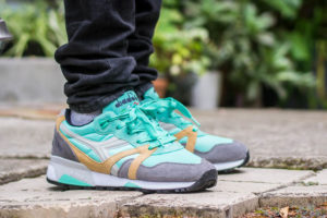 Diadora N9000 NYL II Cockatoo On Feet