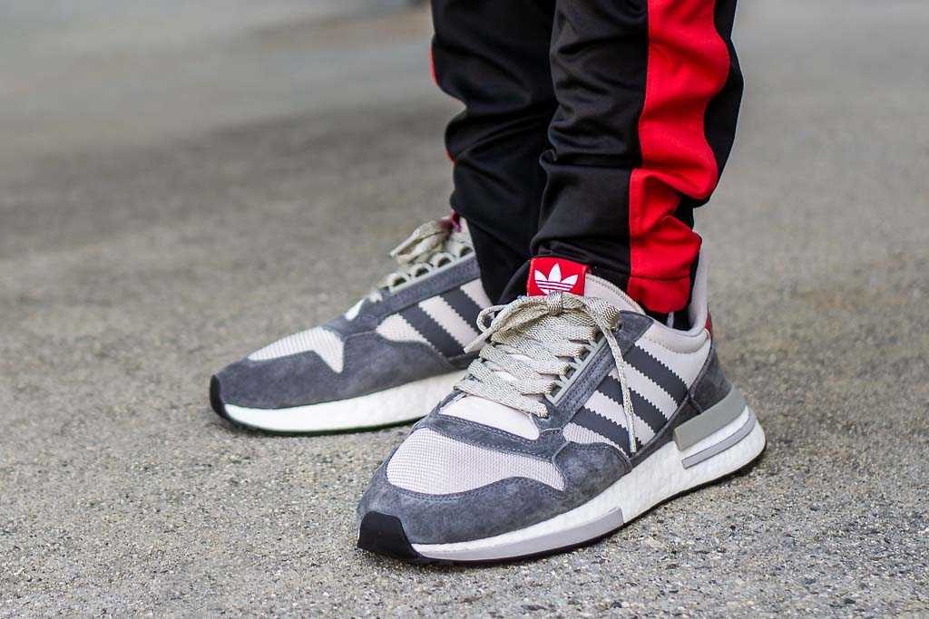 Adidas ZX 500 RM Grey Scarlet On Foot