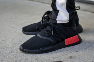 Adidas NMD R1 Bred Ripstop On Feet