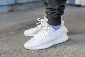 Adidas Yeezy 350 V2 Triple White Cream On Feet