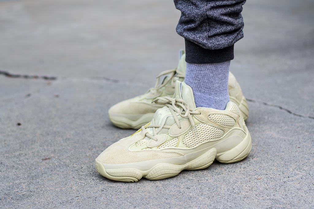 yeezy yellow on feet