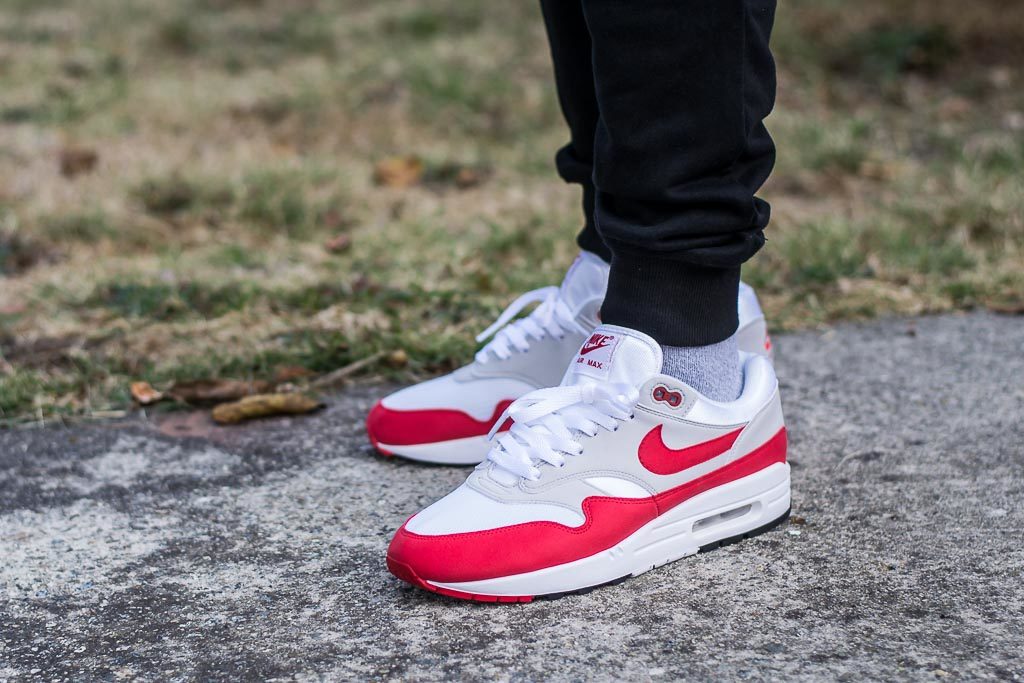 Nike Air Max 1 Anniversary Red On Feet Sneaker Review