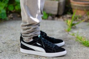 Puma Suede VTG Made In Japan Silver Black WDYWT On Feet