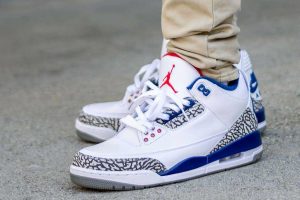 jordan 3 true blue on feet