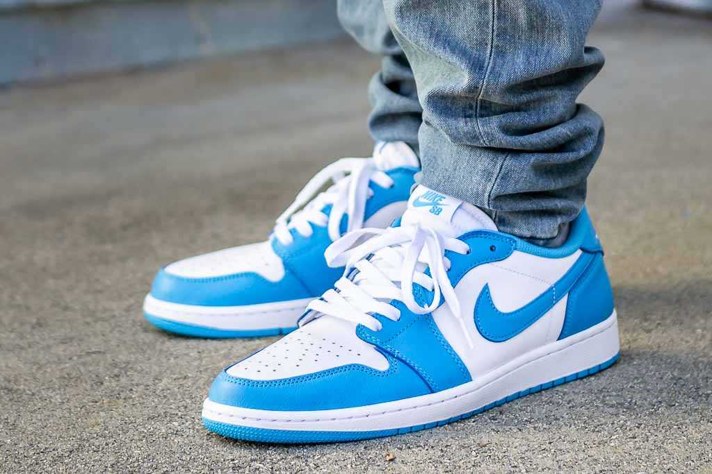 jordan 1 low unc on feet