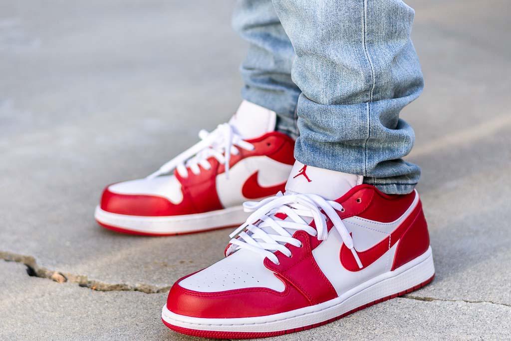 Air Jordan 1 Low Gym Red On Feet 