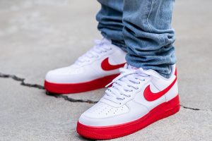 Nike Air Force 1 White University Red Red Bottoms WDYWT On Feet