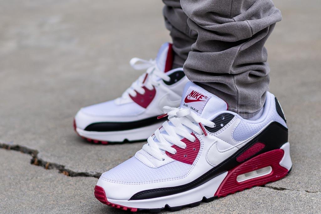 Nike Air Max 90 New Maroon On Feet 