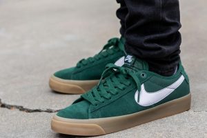 Nike SB Blazer Low GT Fir Green Laces WDYWT On Feet