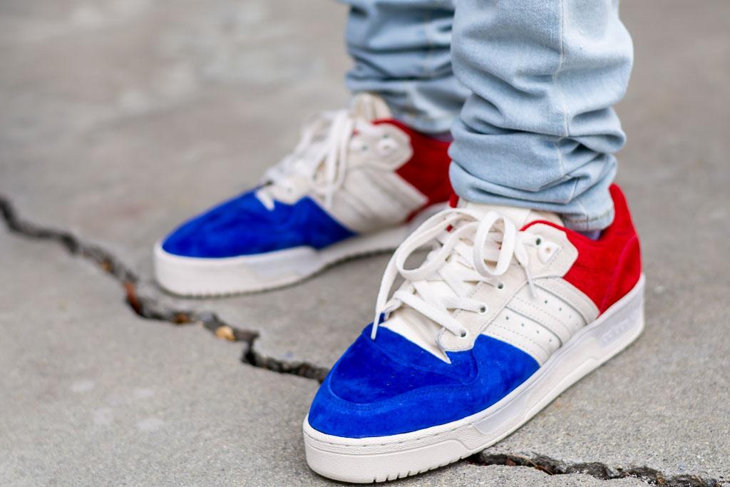 adidas rivalry low white on feet