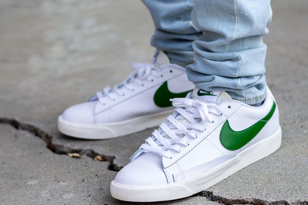 nike blazer low white green