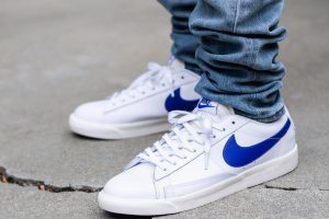 Nike Blazer Low Leather Astronomy Blue On Feet WDYWT