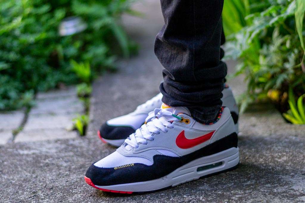 air max 1 white on feet