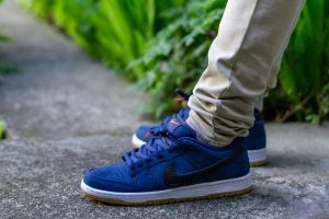 Nike SB Dunk Low Navy Gum ISO Orange Label WDYWT On Feet