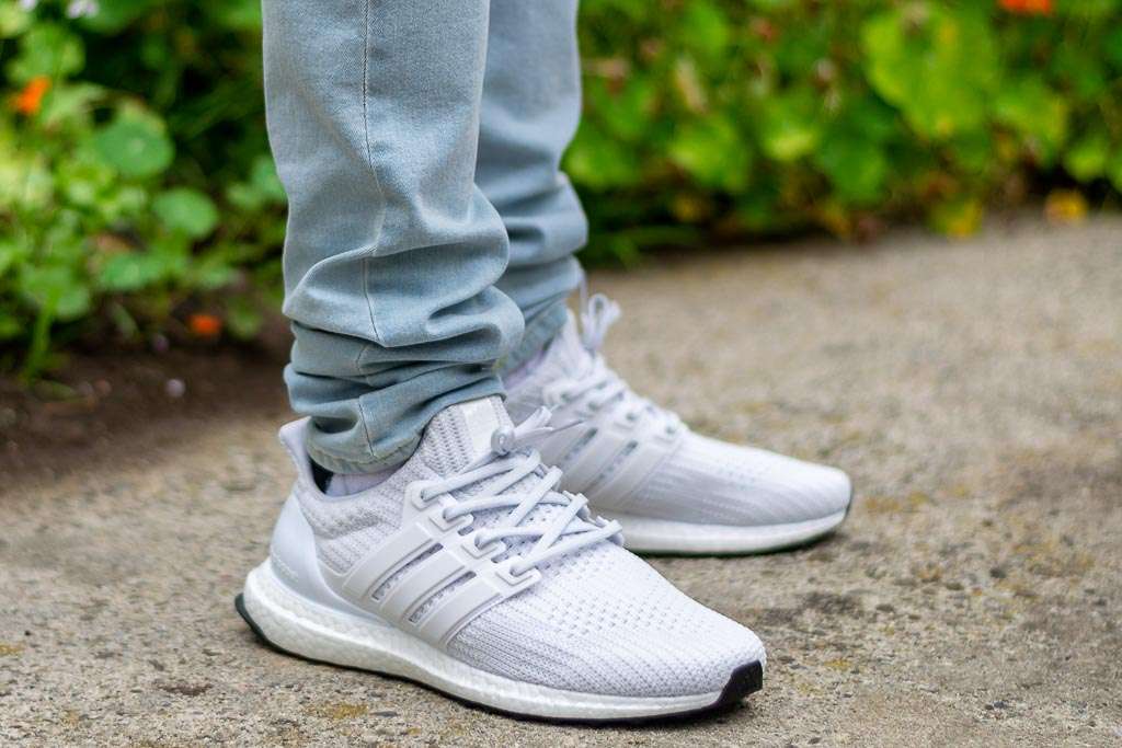 adidas ultra boost on feet white