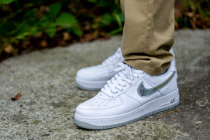 Nike Air Force 1 Color of the Month White Silver On Feet
