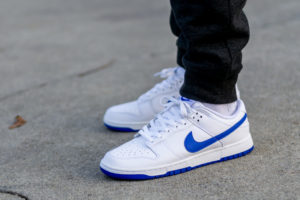 Nike Dunk Low White / Hyper Royal On Feet