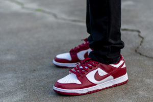 Nike Dunk Low Team Red On Feet