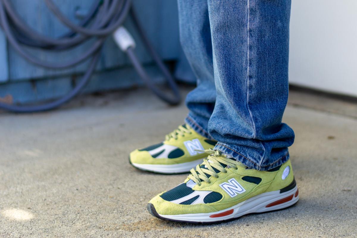 New Balance 991v2 Grape Sorbet Beechnut On Feet WDYWT