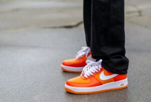 Nike Air Force 1 Patent Safety Orange On Feet WDYWT